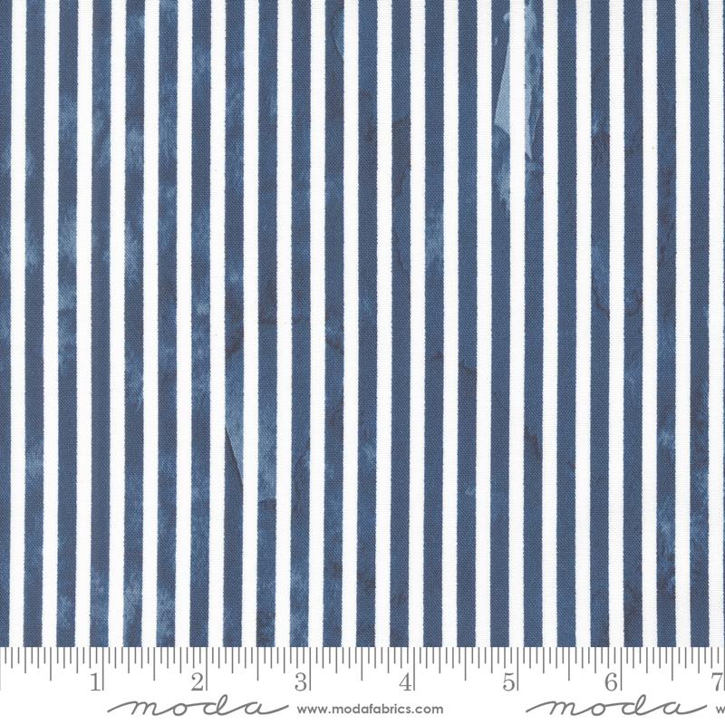Sunshine & Blue Skies Line Dance Stripes Watercolor Indigo Create Joy Project Moda Cotton Fabric MD-39834-22