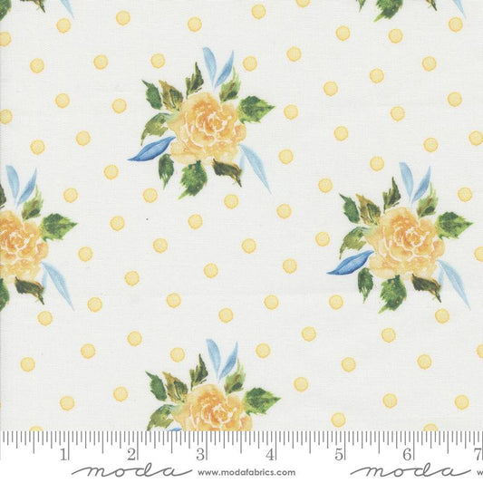 Sunshine & Blue Skies Rosey Dots Floral Watercolor Cloud Multi Create Joy Project Moda Cotton Fabric