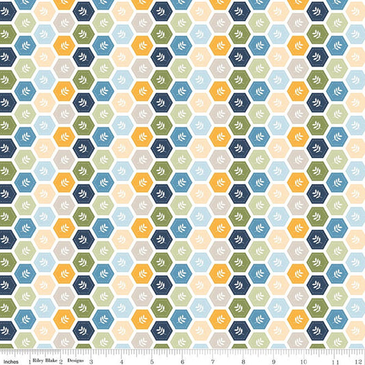 Sunshine & Dandelions Hexies Multi Traci Reed Riley Blake Cotton Fabric RB-C17926-MULTI