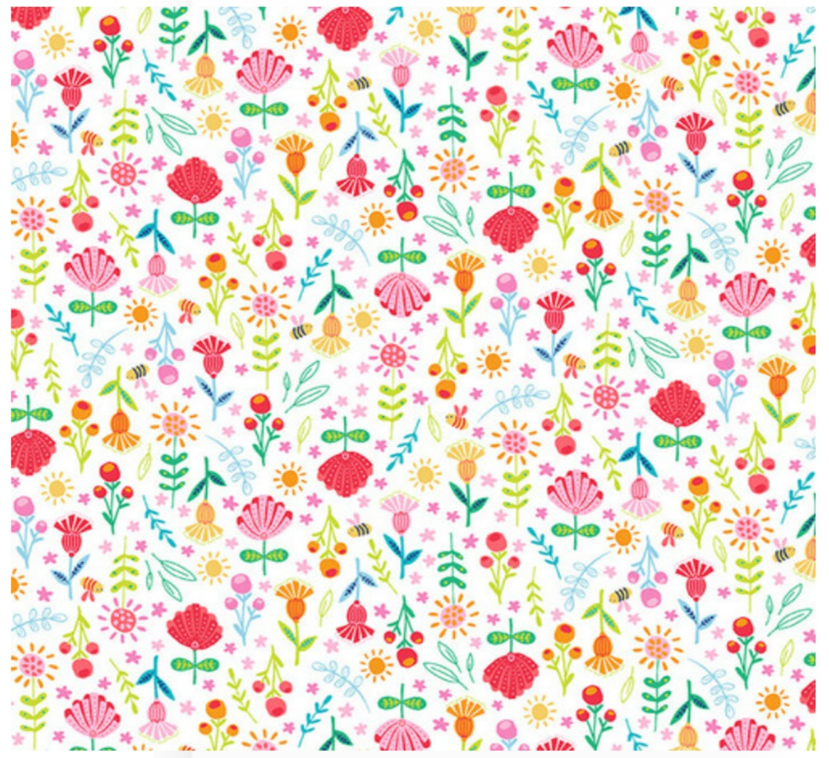 Sunshine Garden Small Floral White Studio E Cotton Fabric