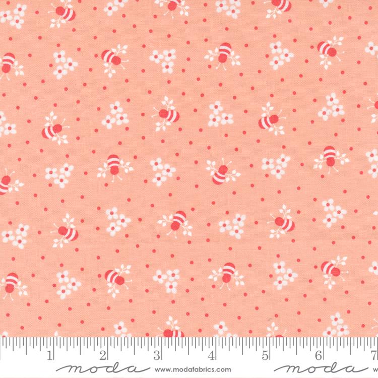 Sunwashed Coral Busy Bee Blenders Bees Dots Small Floral Corey Yoder Coriander Quilts Moda Cotton Fabric