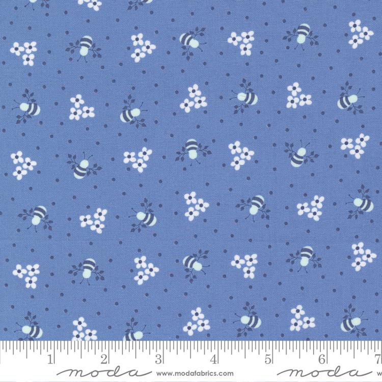 Sunwashed Sky Blue Busy Bee Blenders Bees Dots Small Floral Corey Yoder Coriander Quilts Moda Cotton Fabric