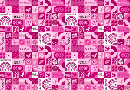 Susan G Komen Think Pink Patch Pink Breast Cancer Sykel Enterprises Cotton Fabric SYK-10565-SGK