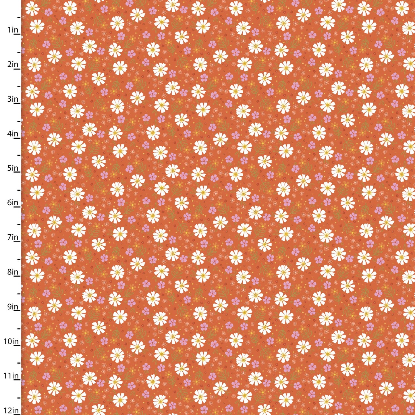 Susie Sunshine Petite Daisies Orange Amanda McGee 3 Wishes Cotton Fabric