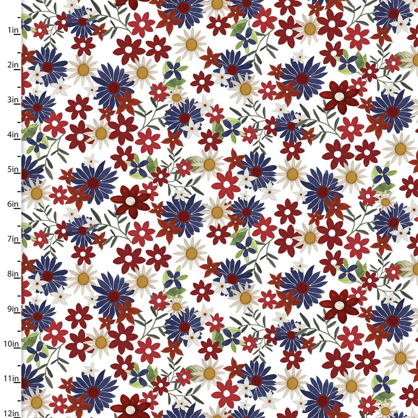 Sweet Land of Liberty Allover Floral White Beth Albert 3 Wishes Fabrics Cotton Fabric