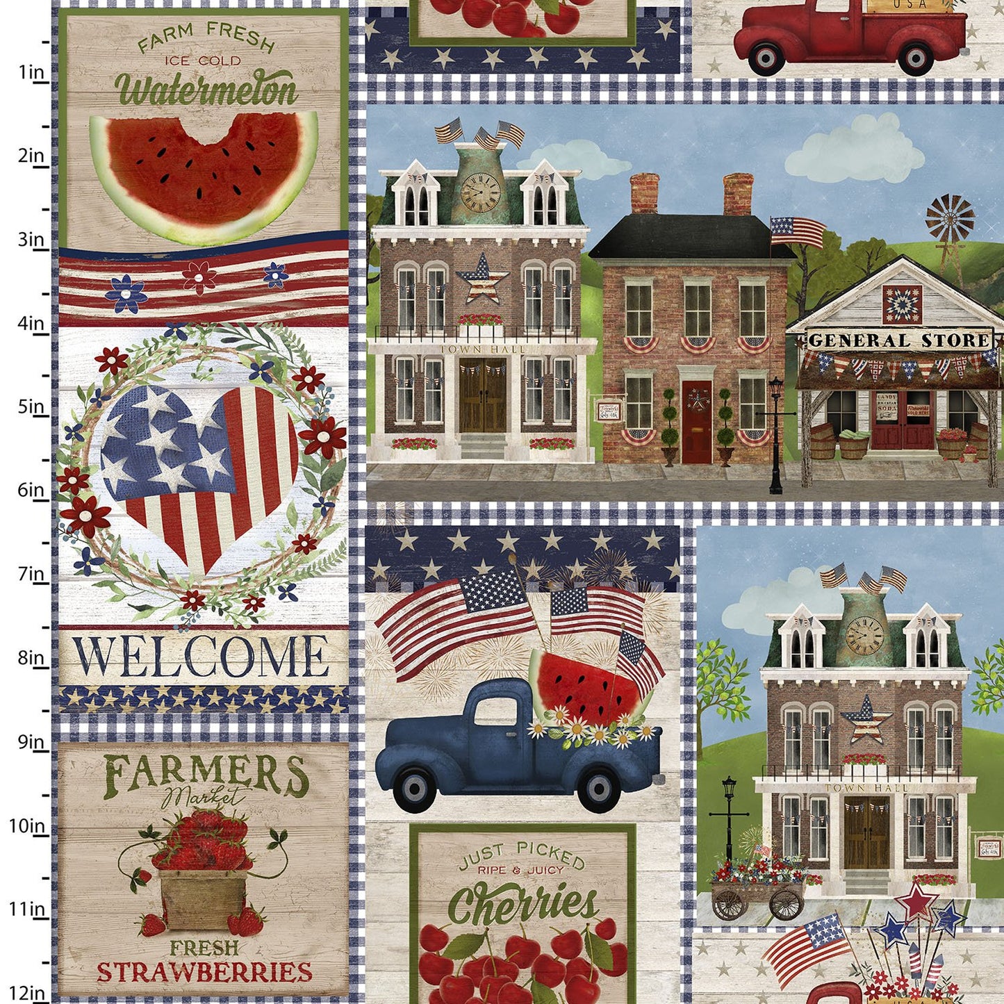 Sweet Land of Liberty Patriotic Patch Multi Beth Albert 3 Wishes Fabrics Cotton Fabric