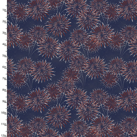 Sweet Land of Liberty Sparkling Sky Navy Blue Beth Albert 3 Wishes Fabrics Cotton Fabric