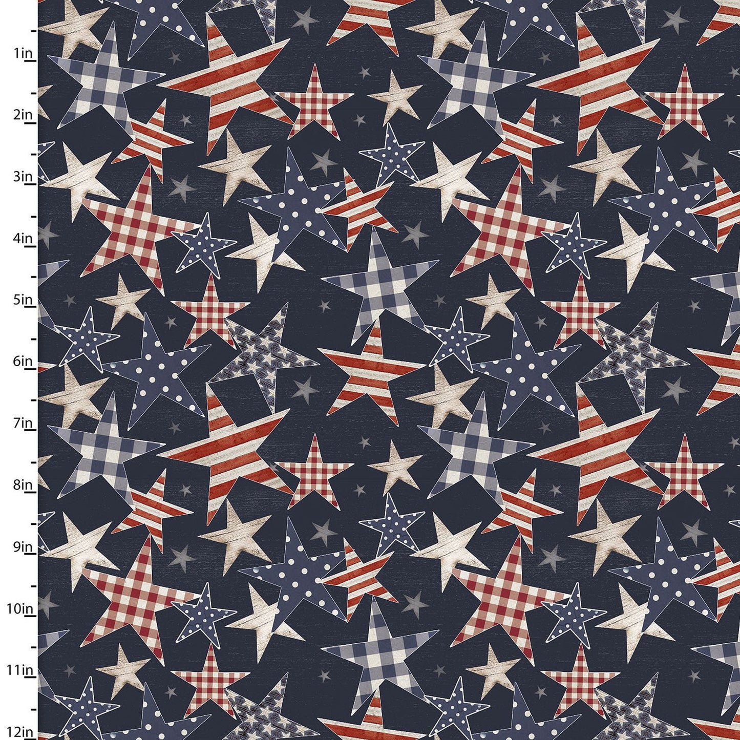 Sweet Land of Liberty Stars and Stripes Navy Blue Beth Albert 3 Wishes Fabrics Cotton Fabric