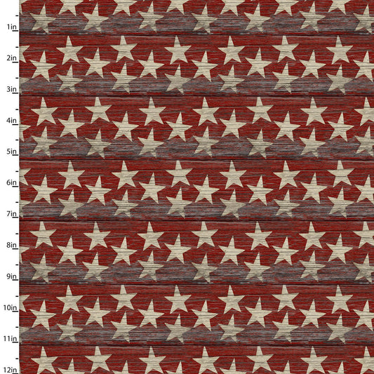 Sweet Land of Liberty WoodGrain Stars Red Beth Albert 3 Wishes Fabrics Cotton Fabric