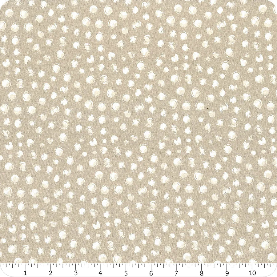 Sweet Lulla Brushstroke Dots Beige Ivy Jayne Camelot Cotton Fabric