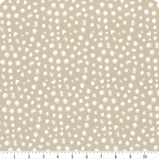 Sweet Lulla Brushstroke Dots Beige Ivy Jayne Camelot Cotton Fabric