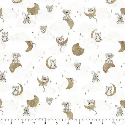 Sweet Lulla the Clouds Ba Animals White Ivy Jayne Camelot Cotton Fabric