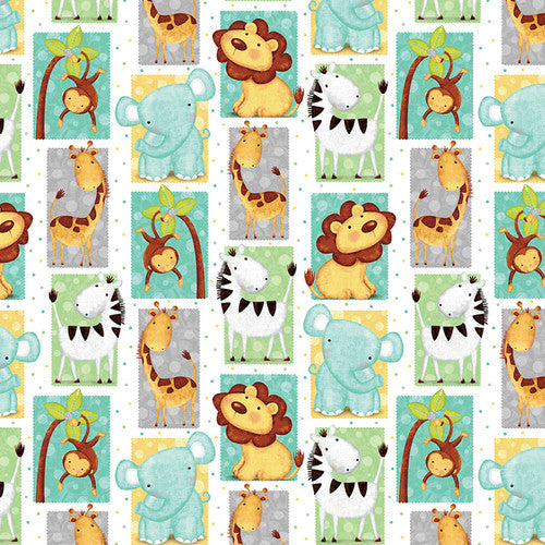 Sweet Safari Animal Patchwork Baby Animals Multi Victoria Hutto Studio E Cotton Fabric