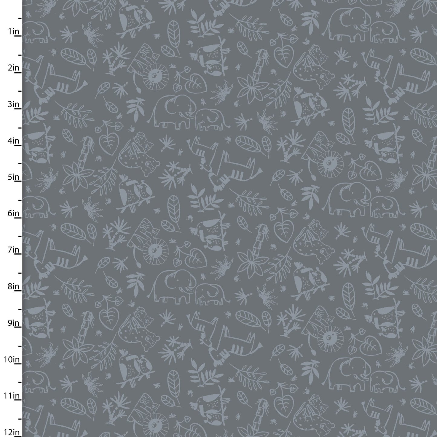 Sweet Savanna Tonal Outline Gray Elaine Kay 3 Wishes Cotton Fabric