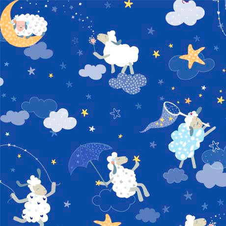 Sweet Sheeps Sheep Sky Blue Turnowsky Quilting Treasures Fabrics Cotton Fabric