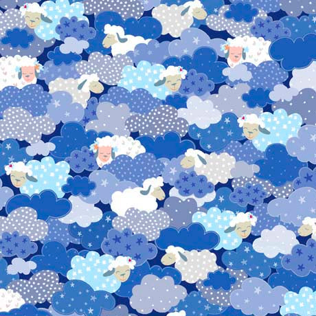 Sweet Sheeps Sheep Clouds Blue Turnowsky Quilting Treasures Fabrics Cotton Fabric