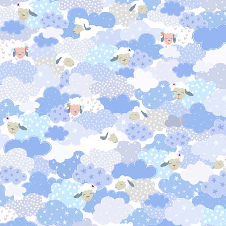 Sweet Sheeps Sheep Clouds White Turnowsky Quilting Treasures Fabrics Cotton Fabric