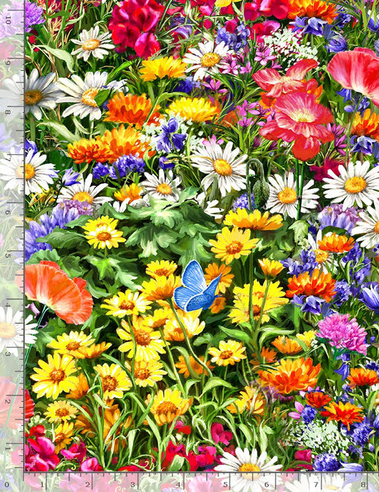 Sweet Summer Florals Allover Multi Dona Gelsinger Timeless Treasures Cotton Fabric