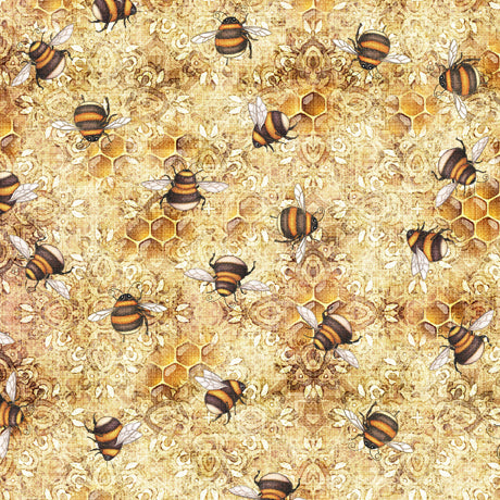 Sweet as Honey Bee Toss Beige Dan Morris Quilting Treasures Fabrics Cotton Fabric