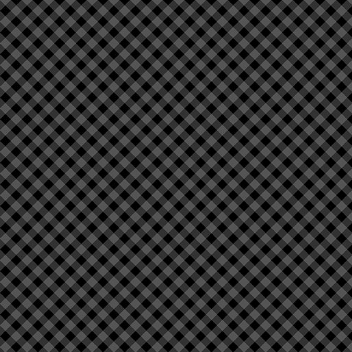 Sweet Gingham Black Grey Diagonal Benartex Cotton Fabric BE-17237-12