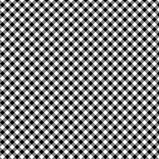 Sweet Gingham Black White Diagonal Benartex Cotton Fabric BE-17237-13