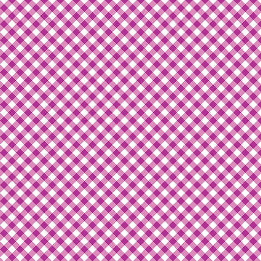 Sweet Gingham Fuschia Purple White Diagonal Benartex Cotton Fabric BE-17237-27