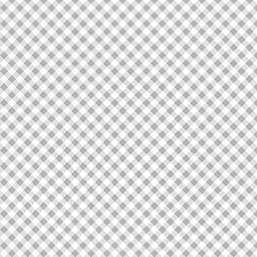 Sweet Gingham Grey White Diagonal Benartex Cotton Fabric BE-17237-14