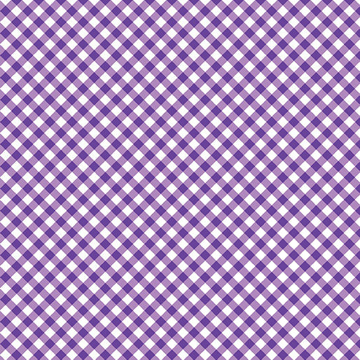 Sweet Gingham Iris Purple White Diagonal Benartex Cotton Fabric BE-17237-63