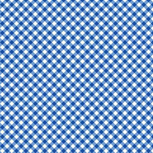 Sweet Gingham River Blue White Diagonal Benartex Cotton Fabric BE-17237-56