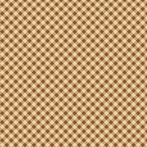 Sweet Gingham Toast Brown Diagonal Benartex Cotton Fabric BE-17237-70