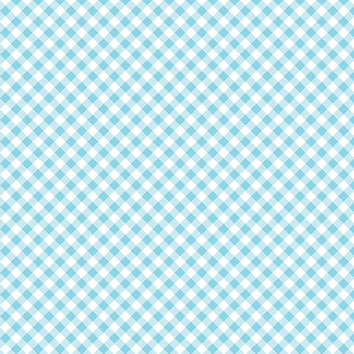 Sweet Gingham Topaz Blue Aqua White Diagonal Benartex Cotton Fabric BE-17237-83