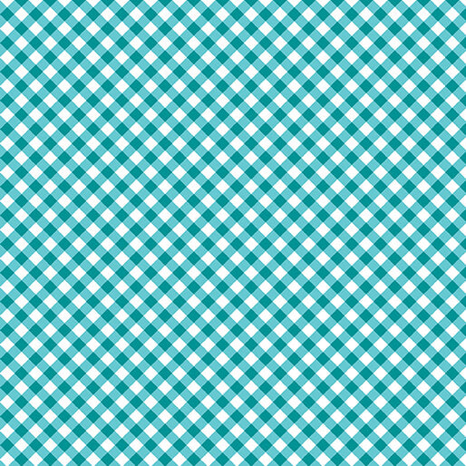 Sweet Gingham Turquoise White Diagonal Benartex Cotton Fabric BE-17237-81