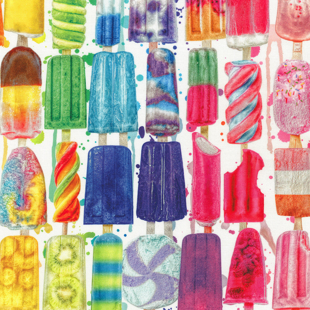 Sweet Tooth Ice Pops Rainbow Multi Lars Stewart Robert Kaufman Cotton Fabric