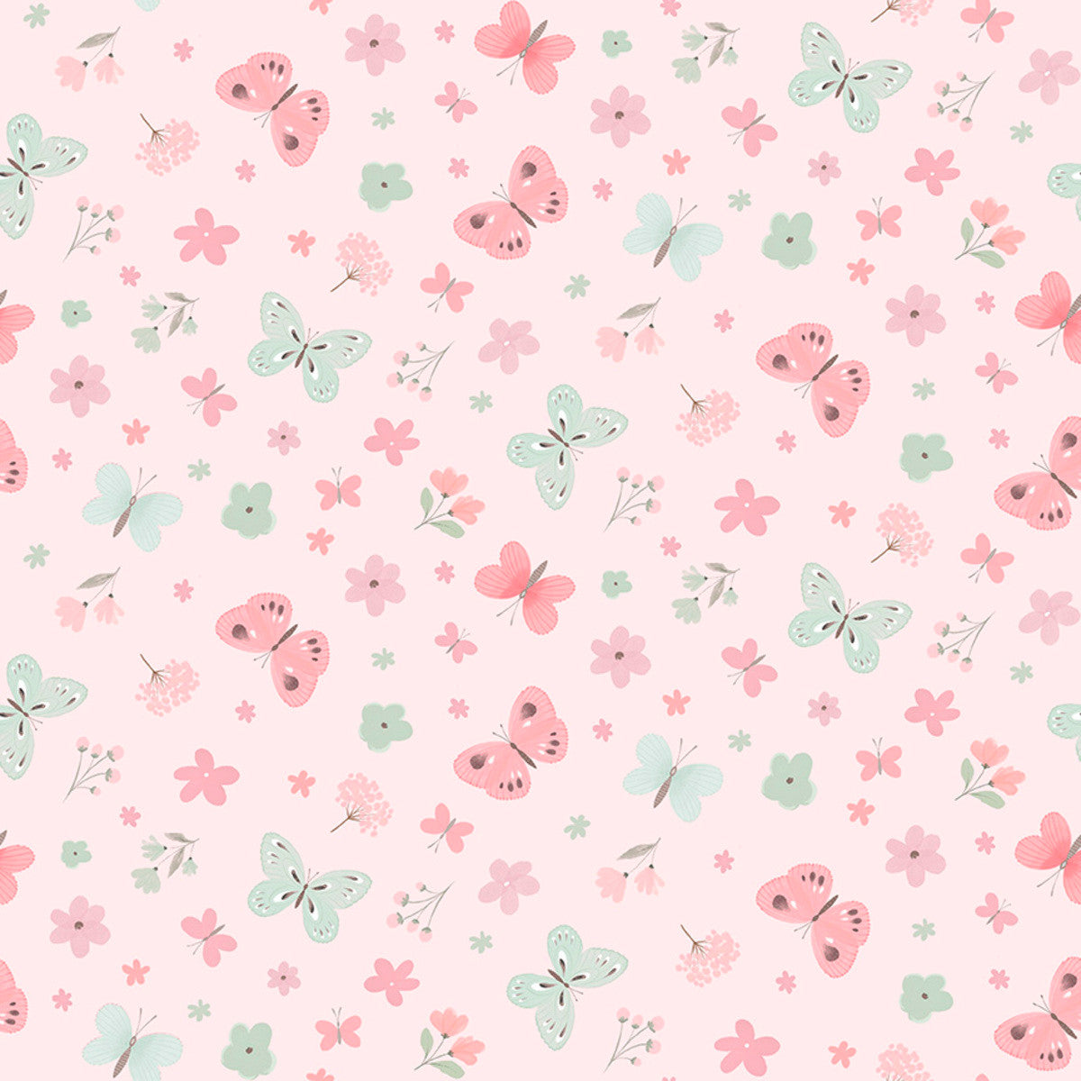 Sweet Woodland Fluttering Petal Parade Pink Jo Taylor 3 Wishes Cotton Fabric 3W-24516-PNK