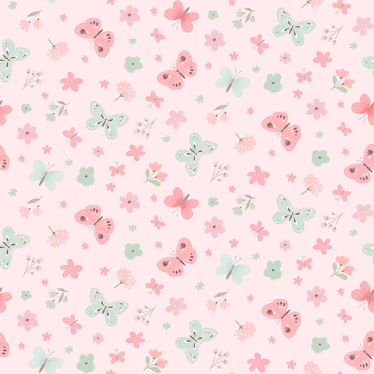 Sweet Woodland Fluttering Petal Parade Pink Jo Taylor 3 Wishes Cotton Fabric 3W-24516-PNK
