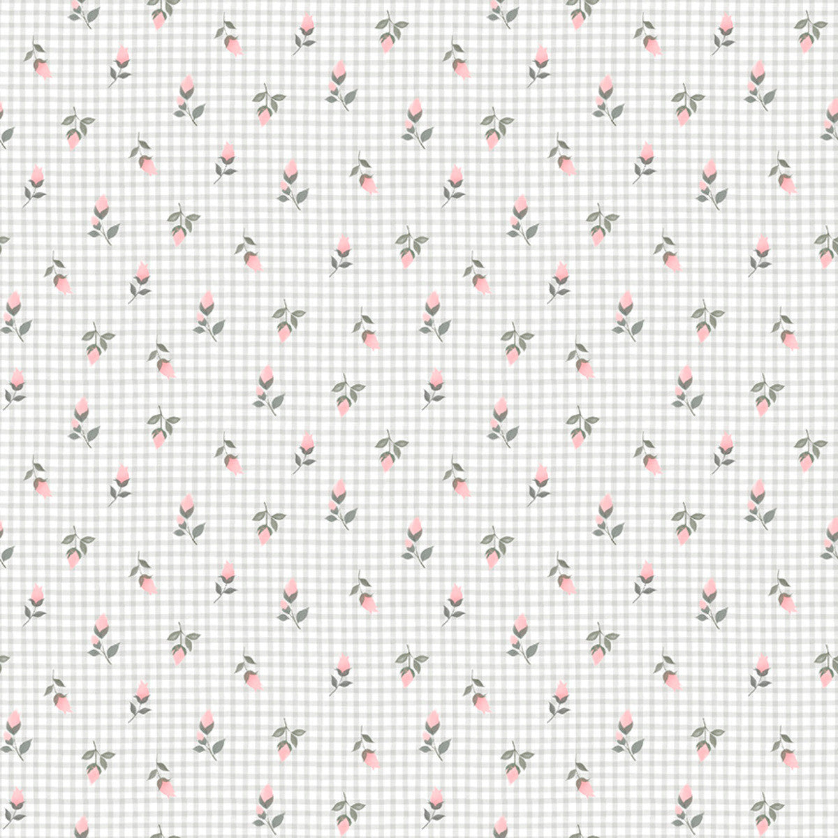Sweet Woodland Rosie Gingham White Jo Taylor 3 Wishes Cotton Fabric 3W-24517-WHT