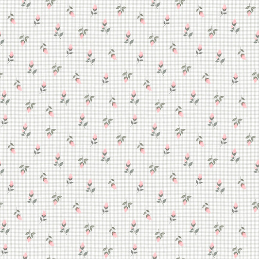 Sweet Woodland Rosie Gingham White Jo Taylor 3 Wishes Cotton Fabric 3W-24517-WHT