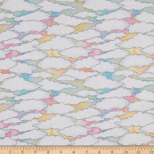 Sweet World Clouds Allover Multi Charlotte Grace Wilmington Prints Cotton Fabric