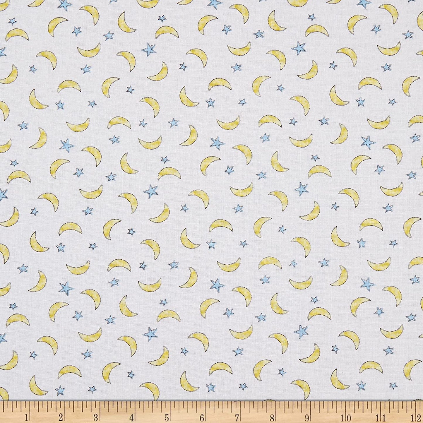 Sweet World Moon Toss White Charlotte Grace Wilmington Prints Cotton Fabric