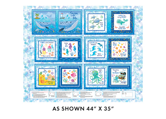 Swim with Me Book Panel 35" Multi Kanvas Studio Benartex Cotton Fabric BE-15054-99