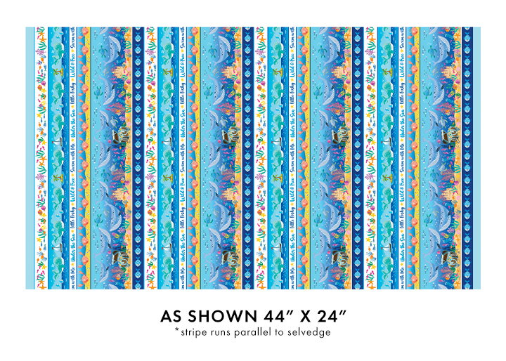 Swim with Me Let's Swim Stripe Multi Kanvas Studio Benartex Cotton Fabric BE-15051-99