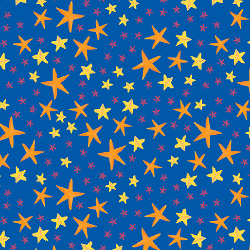 Swim with Me Starfish Soiree Royal Blue Kanvas Studio Benartex Cotton Fabric BE-15053-55