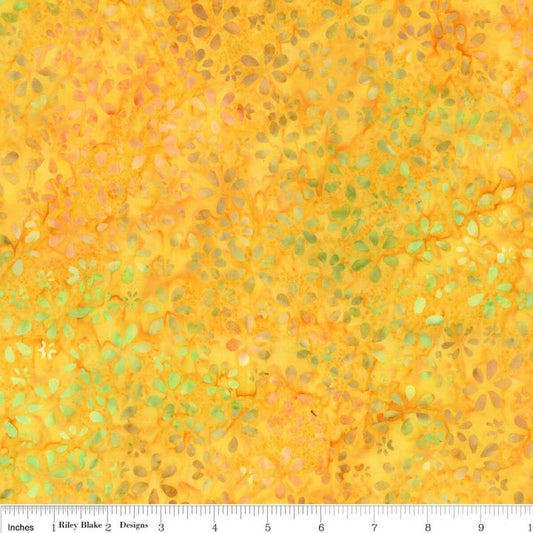 Swirl the Rainbow Carousel Golden Yellow Green BATIK Riley Blake Designs Cotton BATIK Fabric RB-BT23562-663