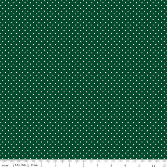 Swiss Dots Christmas Green The RBD Designers Riley Blake Designs Cotton Fabric