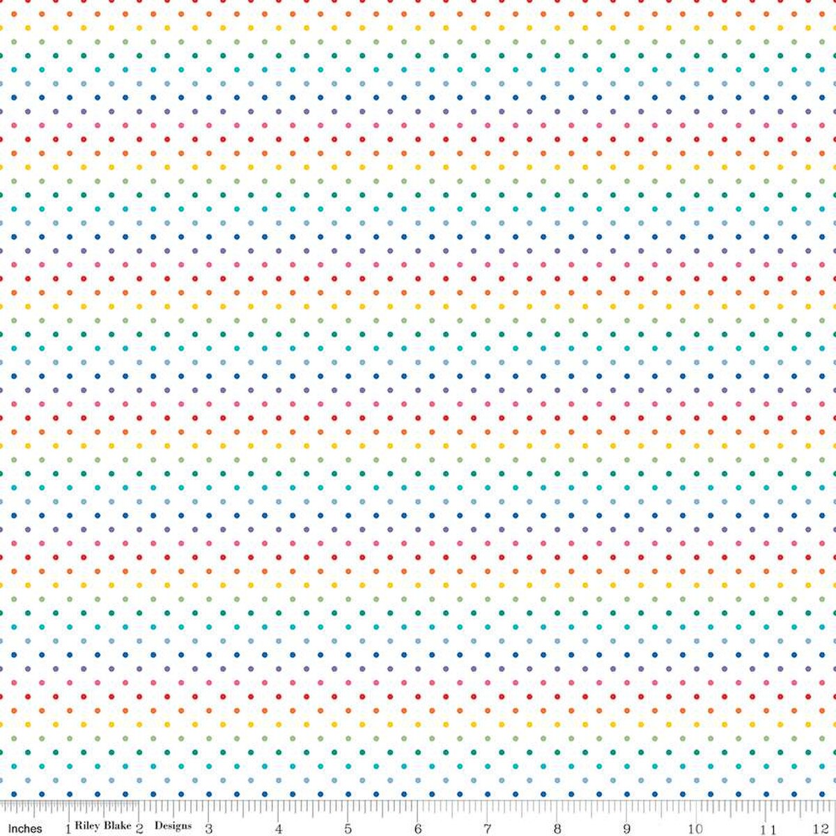 Swiss Dots White Rainbow The RBD Designers Riley Blake Designs Cotton Fabric