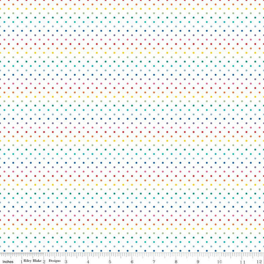 Swiss Dots White Rainbow The RBD Designers Riley Blake Designs Cotton Fabric