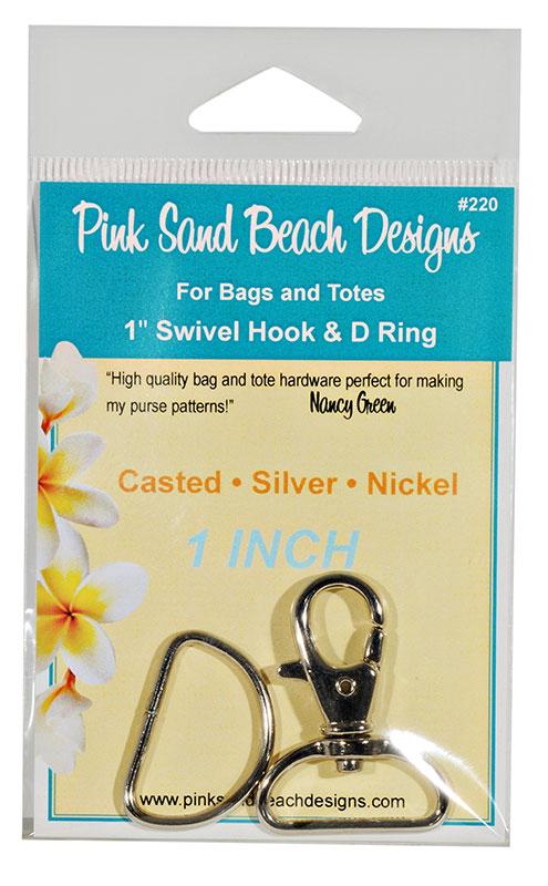 Swivel Hook & D Ring 1" Silver Nickel Pink Sand Beach Designs PSB-220