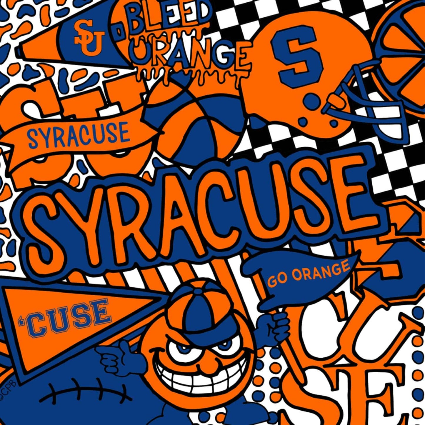 Syracuse University Orange NCAA Printed Pop Art Sykel Cotton Fabric