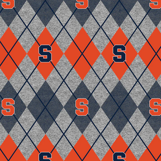 Syracuse Orange NCAA College Heather Argyle Sykel Enterprises Polyester Fleece Fabric SYR-1148