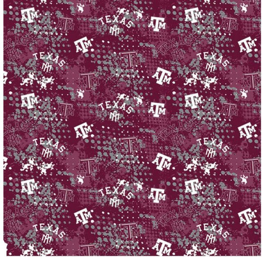 Texas A&M Aggies NCAA College Splatter Sykel Cotton Fabric